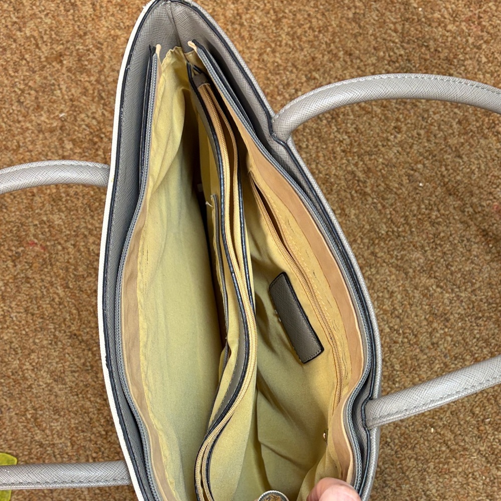 kate spade cream, beige, and gray striped tote - Picture 6 of 9
